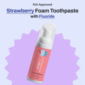 autobrush Kids Fluoride Foaming Toothpaste Strawberry Flavor for Electric or U-Shaped Toothbrush, SLS-Free, Training Toothpaste, Anti-Cavity, Travel Friendly (1 Pack)