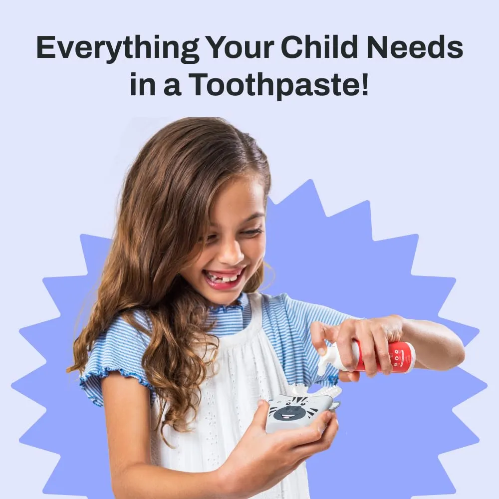 autobrush Kids Fluoride Foaming Toothpaste Strawberry Flavor for Electric or U-Shaped Toothbrush, SLS-Free, Training Toothpaste, Anti-Cavity, Travel Friendly (1 Pack)