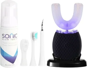 Automatic Toothbrush for Adult Ultrasonic Electric Toothbrush 30'' Automatic Timer Wireless Charging Washable Travel Home Dual-use (Black, M)