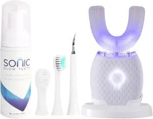 Automatic Toothbrush for Adult Ultrasonic Electric Toothbrush 30'' Automatic Timer Wireless Charging Washable Travel Home Dual-use (White, M)