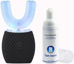 Automatic Ultrasonic Toothbrush,Electric Ultrasonic Toothbrush for Adults 360° Electric Toothbrush 30'' Automatic Timer Wireless Charging Washable Travel Home Dual-use (Black, 1)