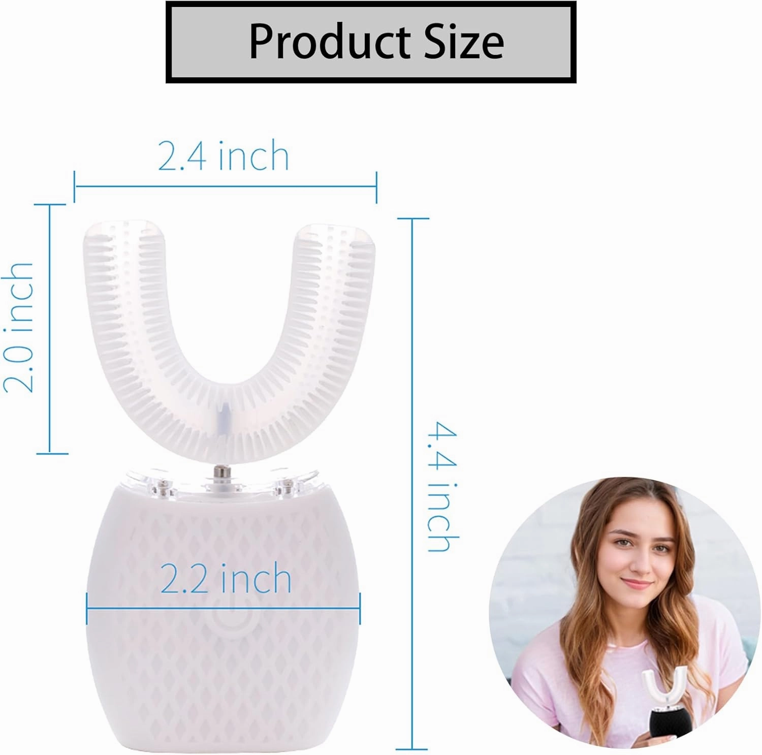 Automatic Toothbrush for Adults - Ultrasonic Electric Toothbrush 30s Timer, Soft Bristles, Wireless Charging Washable Portable for Travel & Home Use Dual-use(White, M)