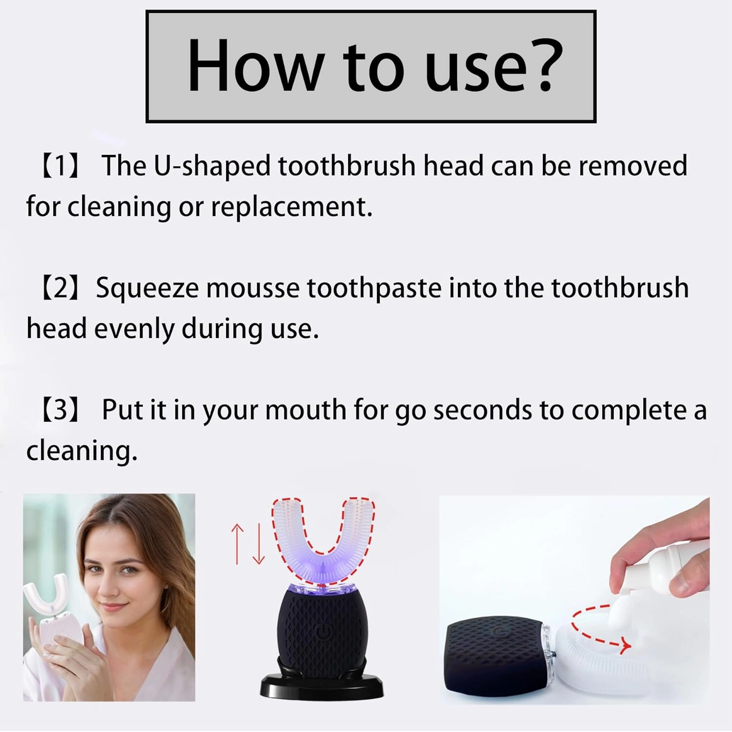 Automatic Toothbrush for Adults - Ultrasonic Electric Toothbrush 30s Timer, Soft Bristles, Wireless Charging Washable Portable for Travel & Home Use Dual-use(White, M)