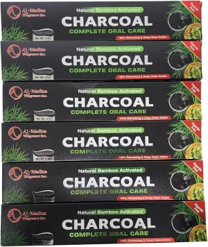 Bamboo Charcoal Toothpaste for Sensitive Teeth - Pack of 6 - Paraben Free | Deep Clean & Refreshing Oral Care - Halal