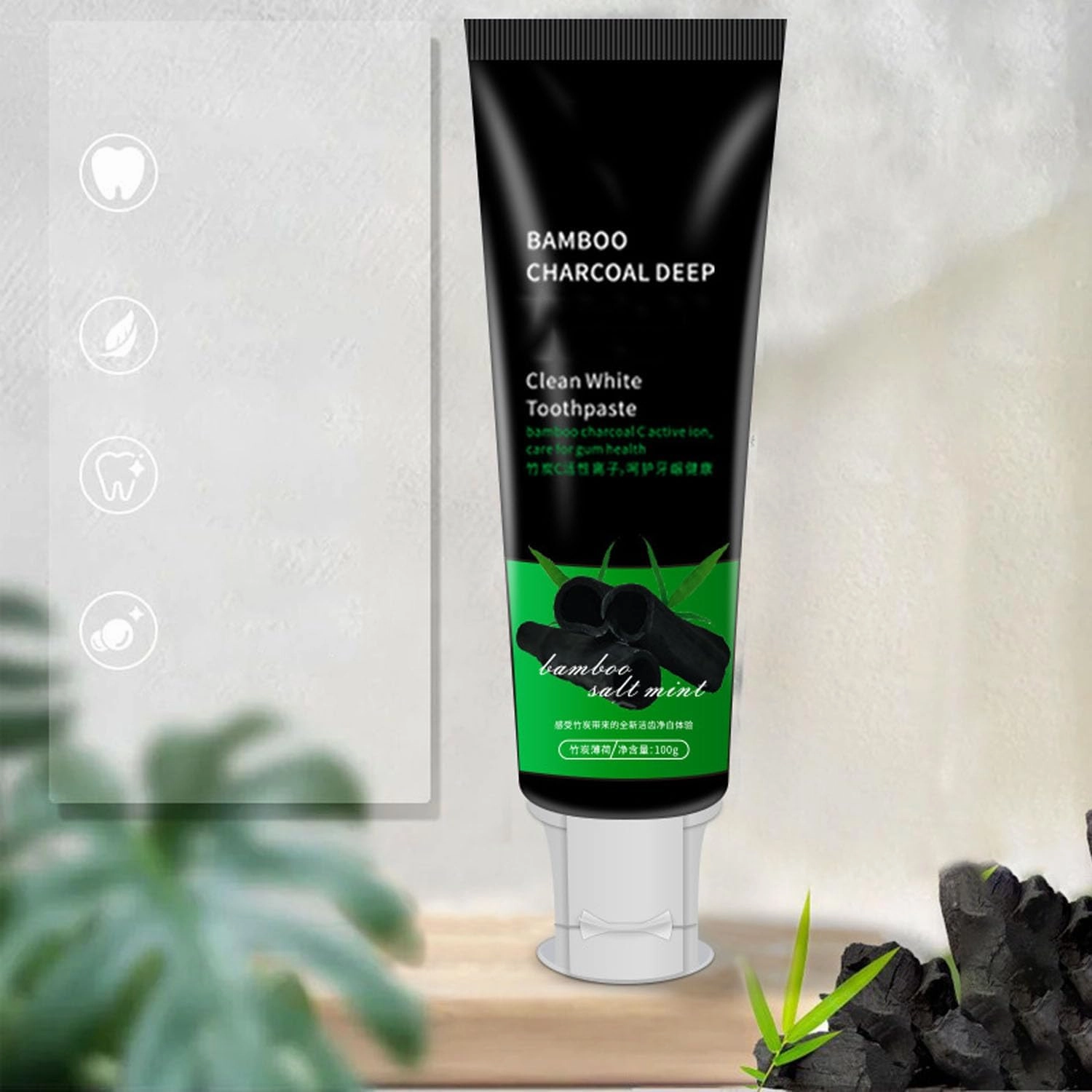 Bamboo Charcoal Deep Clean White Toothpaste,Activated Bamboo Charcoal Toothpaste,Bamboo Charcoal Teeth Whitening Toothpaste,Bamboo Charcoal Mint Toothpaste,Deep Clean Whitening (2PCS)