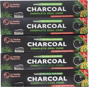 Bamboo Charcoal Toothpaste for Sensitive Teeth - Pack of 5 - Paraben Free | Deep Clean & Refreshing Oral Care
