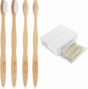 Bamboo Prepasted Toothbrush - Individually Wrapped Pre-Pasted Toothbrush with Bamboo Handles, Medium Soft Bristles Biodegradable Natural Eco-Friendly Sustainable Disposable Toothbrushes (72pcs)