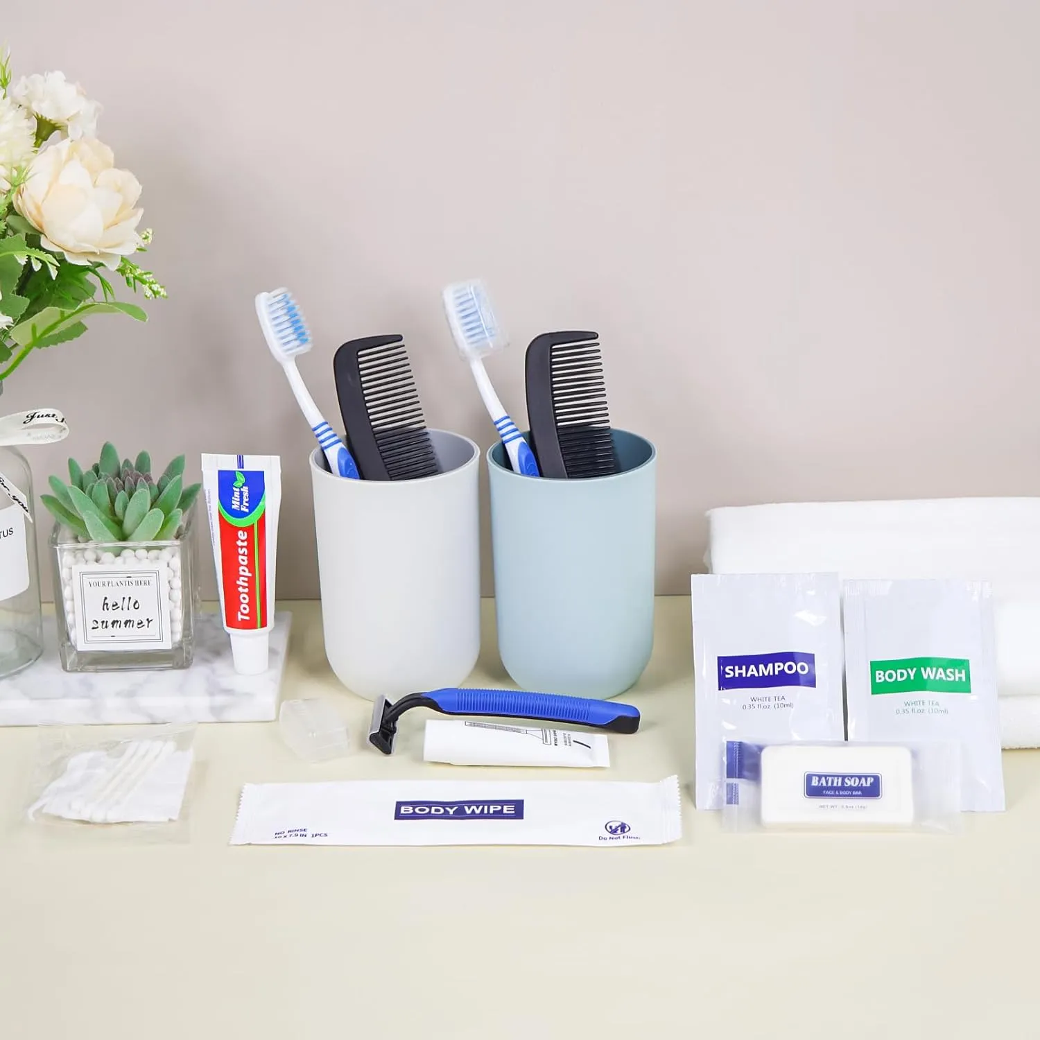 Basic Toiletry Kits, Individually Packed, Personal Hygiene Bulk Homeless Care Package Supplies, Travel Size for Men Women Charity, Disposable Toothbrushes with Toothpaste Set