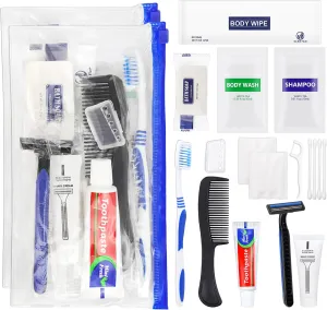 Basic Toiletry Kits, Individually Packed, Personal Hygiene Bulk Homeless Care Package Supplies, Travel Size for Men Women Charity, Disposable Toothbrushes with Toothpaste Set