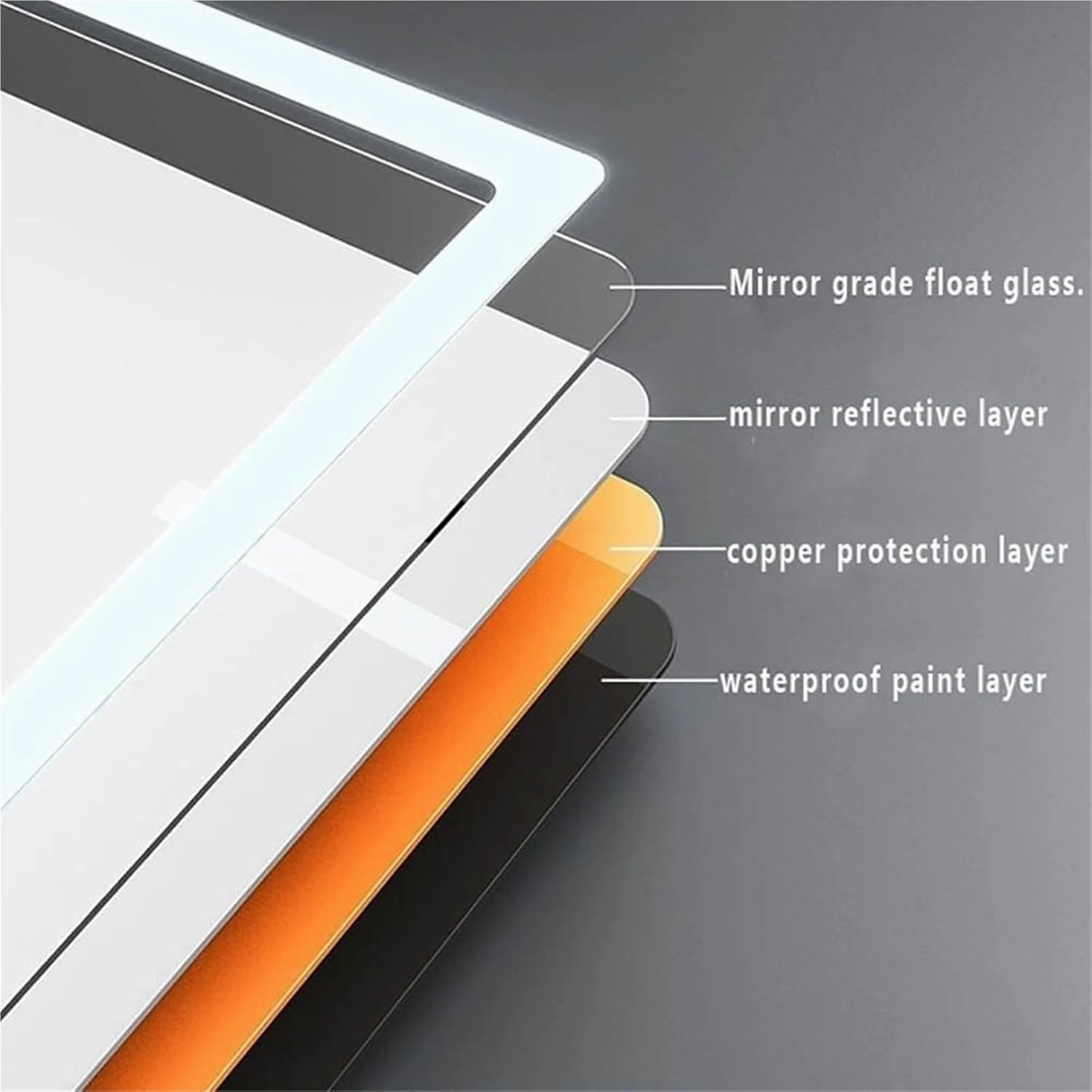 Bathroom Mirror, Smart Mirror, Stepless Dimming, with Light, Anti-Fog Makeup Mirror(White Light,540 * 600mm)