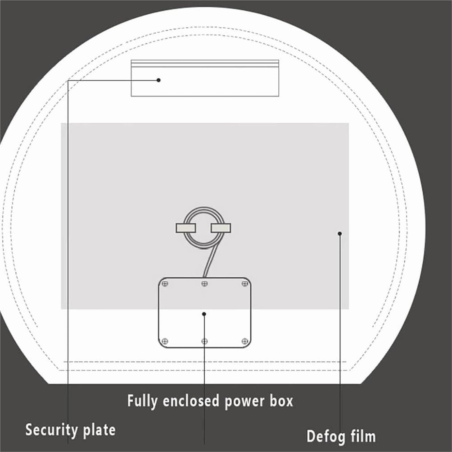 Bathroom Mirror, Smart Mirror, Stepless Dimming, with Light, Anti-Fog Makeup Mirror(White Light,540 * 600mm)