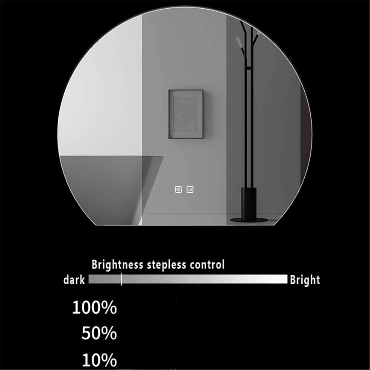 Bathroom Mirror, Smart Mirror, Stepless Dimming, with Light, Anti-Fog Makeup Mirror(White Light,540 * 600mm)
