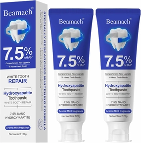 Beamach Hydroxyapatite Toothpaste, 2 Pack Nano Hydroxyapatite Toothpaste for Enamel Protection and Tooth Strengthening, Gentle Mint, Fresh Breath, Daily Use for Oral Health