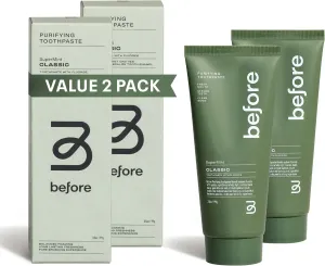 Before | Classic Anti-Cavity Toothpaste | Vegan, Reduces Plaque for Gum Health, Balanced Foaming, Low Abrasion, Long Lasting Minty Fresh Breath, Plant-Based 3.5oz Tubes, Made in The USA — 2 Pack