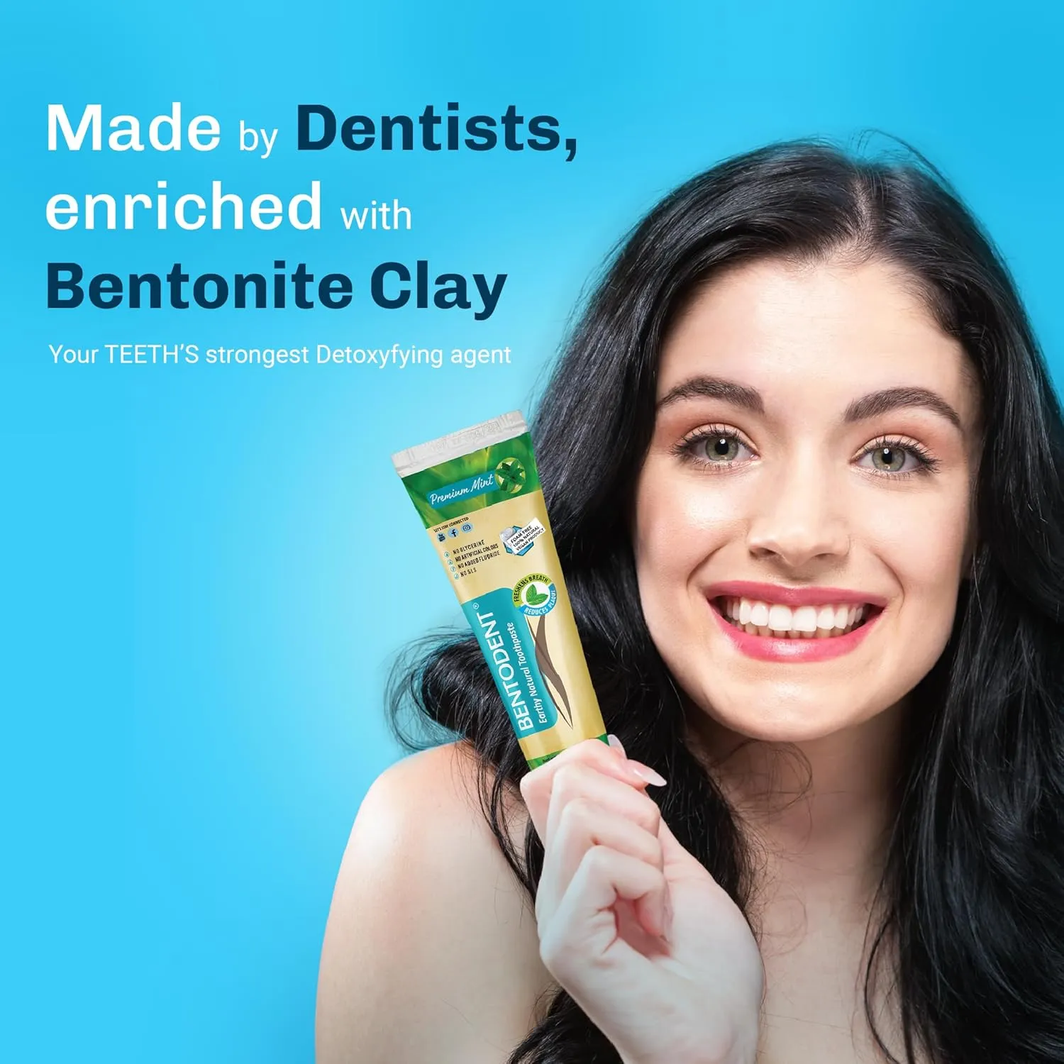 Bentodent Calcium Bentonite Clay Toothpaste Fluoride-Free SLS Free Natural Toothpaste for Family Including Kids (Combo Pack (Mint & Cardamom))
