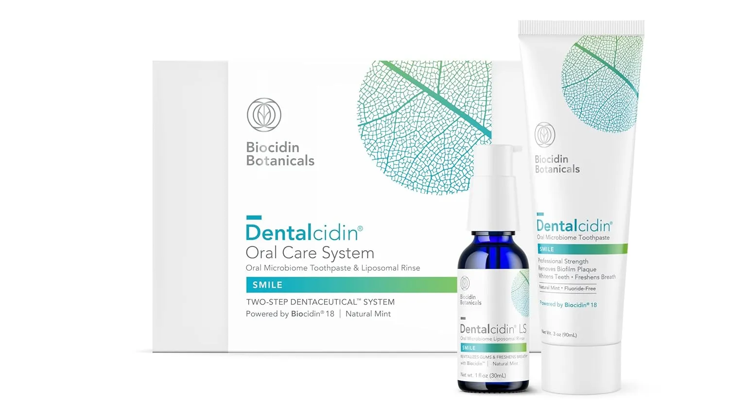 Biocidin Dentalcidin Oral Care System - Fluoride Free Toothpaste & Oral Rinse - 100% Plant-Based - Professional Strength Mouth Wash & Toothpaste for Adults & Kids 2  (2 Piece Set)