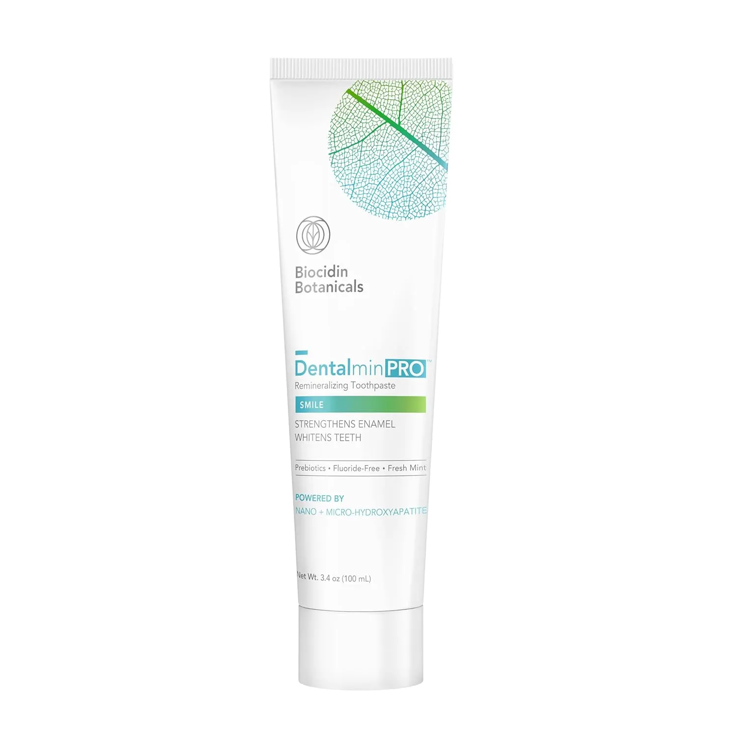 Biocidin Dentalmin Pro Remineralizing Toothpaste - Fluoride Free, Teeth Whitening Toothpaste - with Enamel-Strengthening Hydroxyapatite & Prebiotic, 5 Botanical Blend (3.4 oz)
