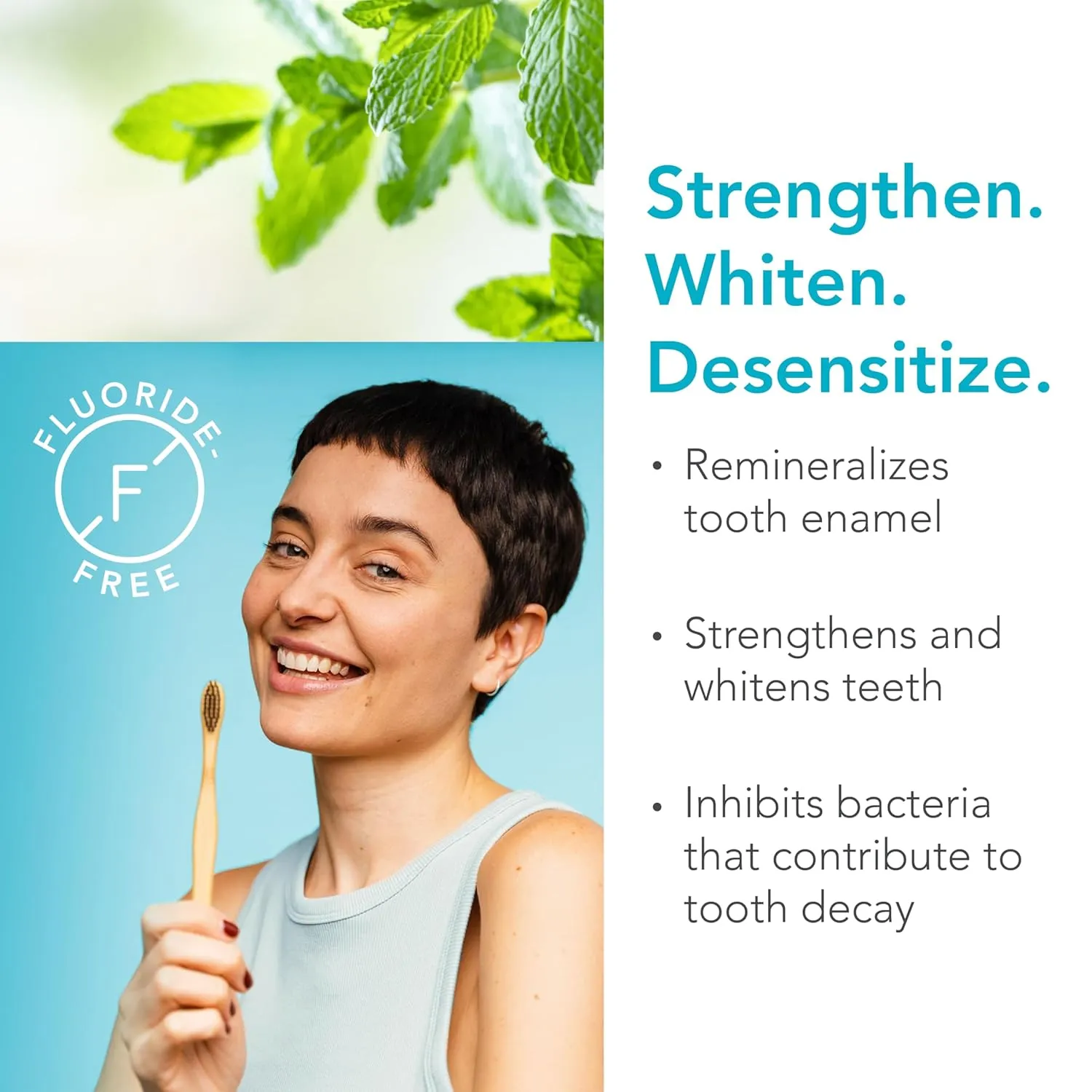 Biocidin Dentalmin Pro Remineralizing Toothpaste - Fluoride Free, Teeth Whitening Toothpaste - with Enamel-Strengthening Hydroxyapatite & Prebiotic, 5 Botanical Blend (3.4 oz)
