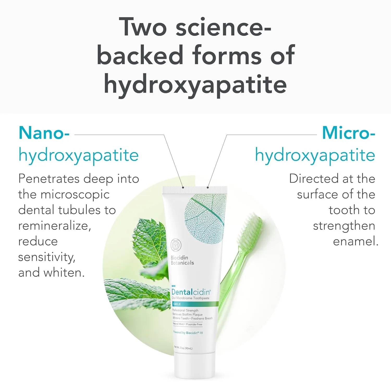 Biocidin Dentalmin Pro Remineralizing Toothpaste - Fluoride Free, Teeth Whitening Toothpaste - with Enamel-Strengthening Hydroxyapatite & Prebiotic, 5 Botanical Blend (3.4 oz)