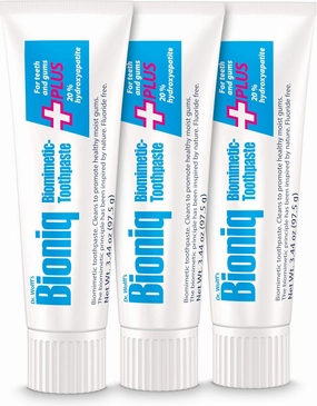 Bioniq Plus Biomimetic Toothpaste with 20 Percent Hydroxyapatite for Teeth and Gums I Clinically Tested I 3.44 oz (Pack of 3)