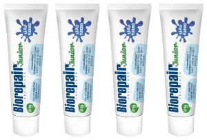 Biorepair: Oral Care Junior 7-14 Years Toothpaste, Fluoride Free, with Mint Extract - 2.53 Fluid Ounces (75ml) Tubes (Pack of 4) [ Italian Import ]