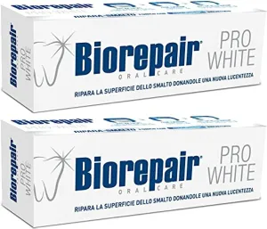Biorepair: "Pro White" Whitening Toothpaste with microRepair - 2.5 Fluid Ounce (75ml) Tubes (Pack of 2) [ Italian Import ]