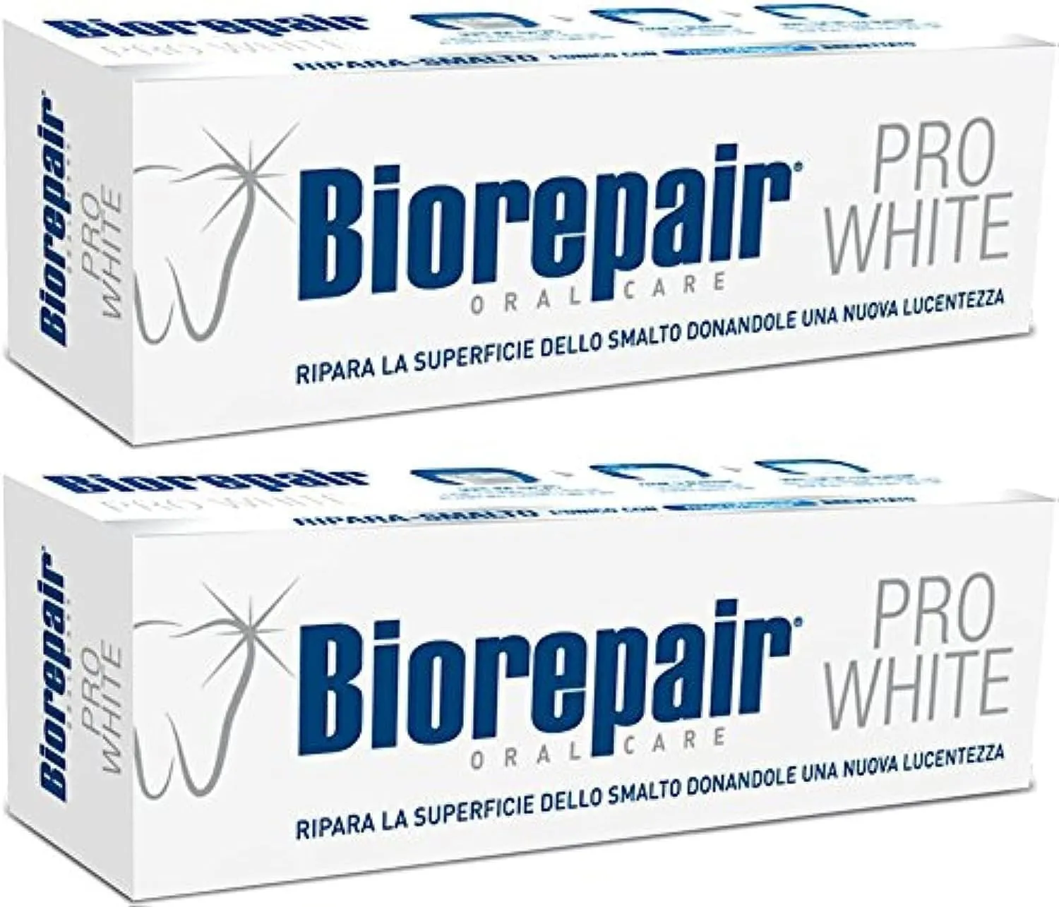Biorepair: "Pro White" Whitening Toothpaste with microRepair - 2.5 Fluid Ounce (75ml) Tubes (Pack of 2) [ Italian Import ]