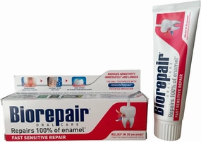 Biorepair: "Fast Sensitive Repair" Toothpaste with microRepair * 2.5 Fluid Ounce (75ml) Tube (Pack of 4) * [ Italian Import ]