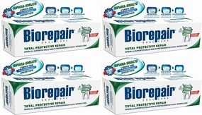 Biorepair: "Total Protective Repair" Toothpaste with microRepair, New Formula - 2.5 Fluid Ounce (75ml) Tubes (Pack of 4) [ Italian Import ]
