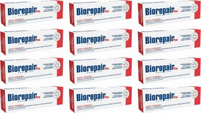 Biorepair Sensitive Teeth Daily Toothpaste - 2.54 Fluid Ounces (75ml) Tubes (Pack of 12) [ Italian Import ]