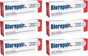 Biorepair Sensitive Teeth Daily Toothpaste - 2.54 Fluid Ounces (75ml) Tubes (Pack of 6) [ Italian Import ]