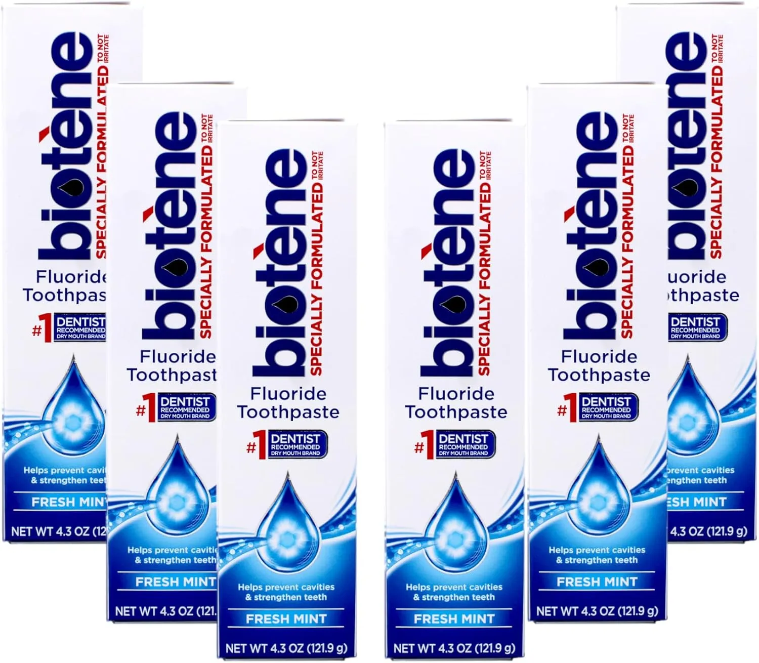 Biotene Toothpaste, Fresh Mint, 4.3 Ounce (Pack of 6) ,Biotene-wf