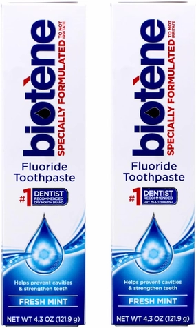 Biotene Fluoride Toothpaste Gentle Formula Fresh Mint, 4.3 Ounce (Pack of 2)