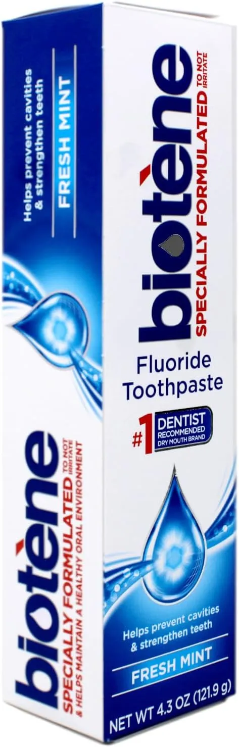 biotène Gentle Formula Fluoride Toothpaste, Fresh Mint 4.3 oz ( Pack of 3), (PPAX1366750)
