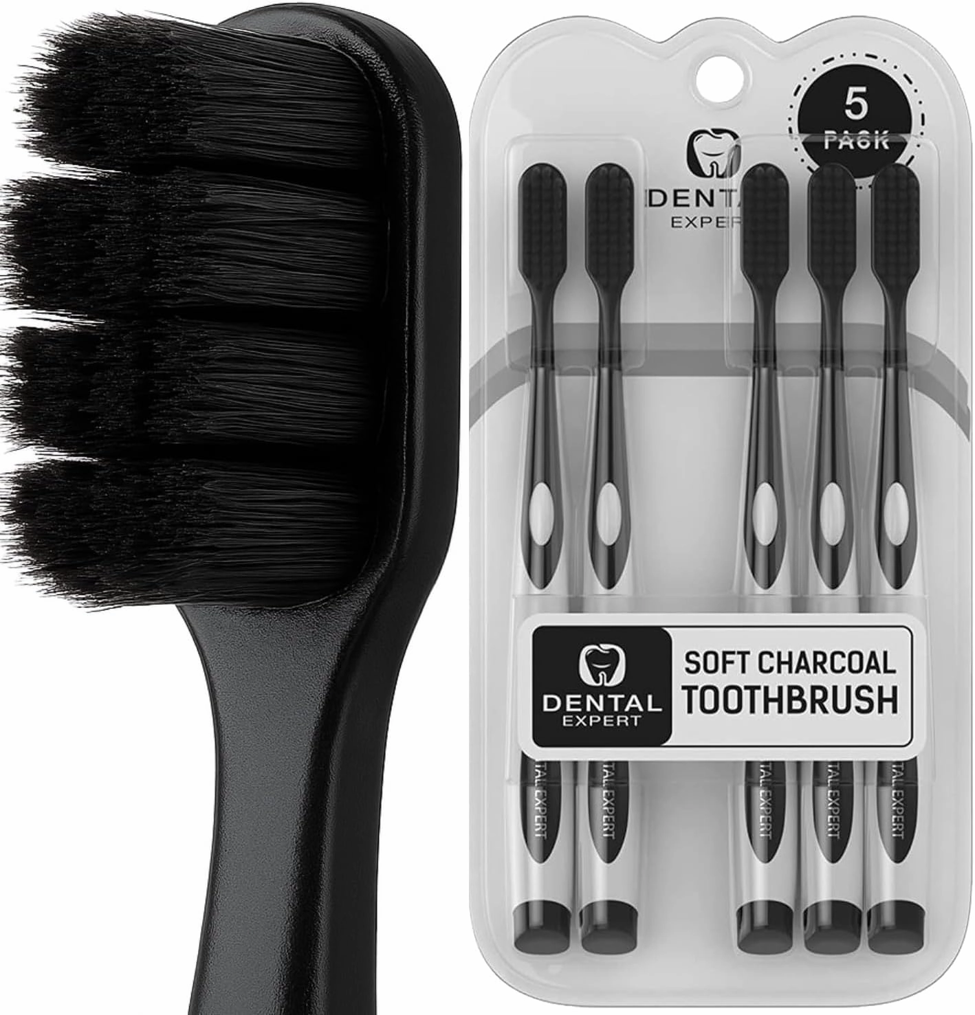Black Charcoal Toothbrush Ultra Soft for Sensitive Gums - Teeth Whitening Brush for Adults & Children [Extra Family Pack] Super Soft Tip Bristles