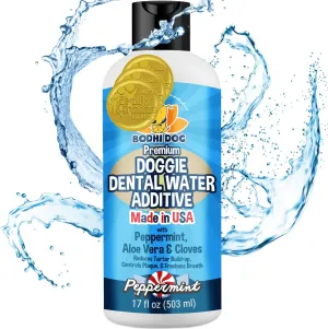 Bodhi Dog Peppermint Dental Dog Water Additive - Dental Water Additive for Dogs & Pets - Teeth, Breath & Healthy Gums - Freshens Breath & Reduces Tartar Build Up - Oral Care Cleaner- Made in USA, 17oz