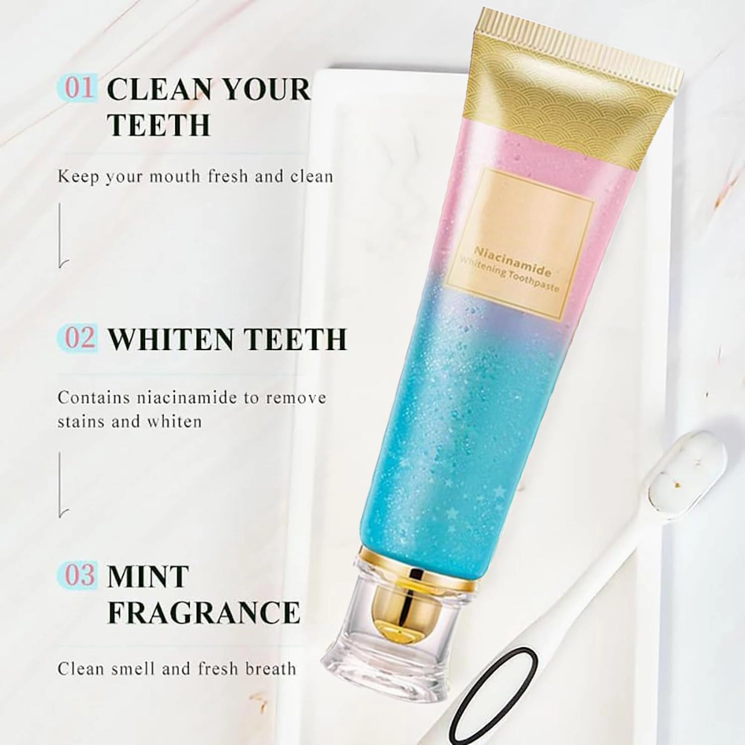 Bodyexcel Toothpaste, Bodyexcel Niacinamide Toothpaste, Bodyexcel Niacinamide Whitening 𝐓𝐨𝐨𝐭𝐡𝐩𝐚𝐬𝐭𝐞, Remove Tooth Stains, Fresh Breath (2pcs)