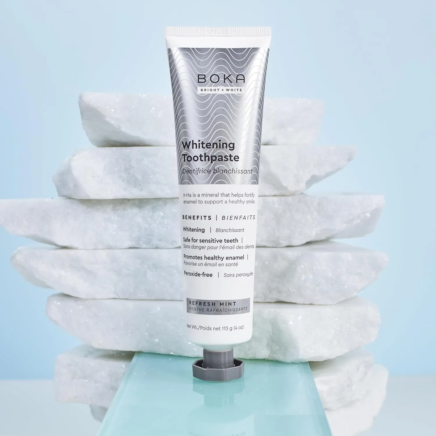 Boka Fluoride Free Toothpaste Nano Hydroxyapatite, Helps Remineralize, Appropriate for Sensitive Teeth, Whitening - for Adult, Kids Oral Care - Refresh Mint Flavor, 4 Fl Oz 1Pk