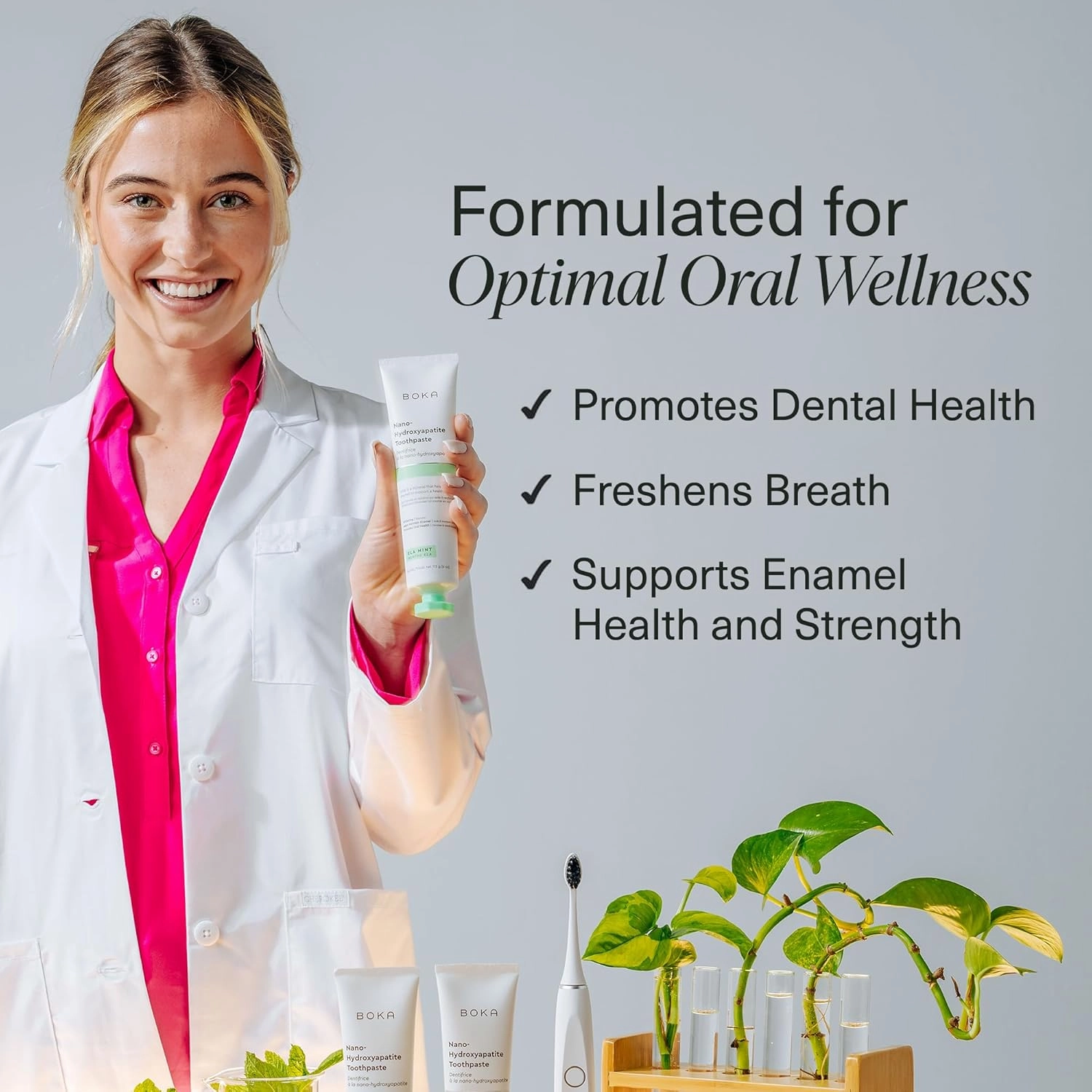 Boka Fluoride Free Toothpaste Nano Hydroxyapatite, Helps Remineralize, Appropriate for Sensitive Teeth, Whitening - for Adult, Kids Oral Care - Ela Mint Flavor, 4 Fl Oz 3Pk - US Manufactured