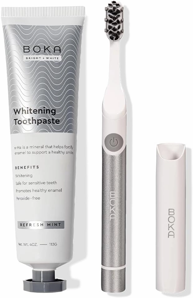 Boka Fluoride Free Toothpaste Nano Hydroxyapatite Whitening - Refresh Mint Flavor, 4 Fl Oz   Sonic Electric Toothbrush for Adults - 24000 VPM w/Standard & Sensitive Modes