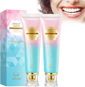 Bright White Toothpaste, Strictrigid Niacinamide Toothpaste, Niacinamide Whitening 𝐓𝐨𝐨𝐭𝐡𝐩𝐚𝐬𝐭𝐞 for Healthier, Whiter Teeth (2 Pcs)