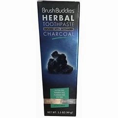 Brush Buddies Herbal Toothpaste with Activated Charcoal, Whitening Toothpaste, Charcoal Toothpaste for Whitening Teeth - Cool Mint Oral