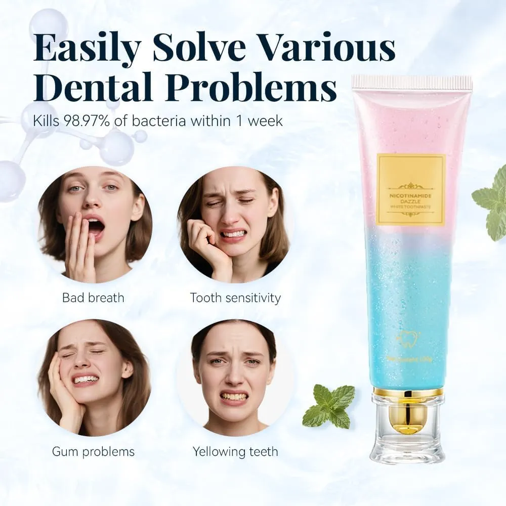 Busarus Toothpaste, Busarus Niacinamide Toothpaste for Sensitive Teeth, Fluoride-Free, Triple Whitening, Enamel Repair, Stain Removal, Gentle Mint, Fresh Breath, Daily Oral Care (3)