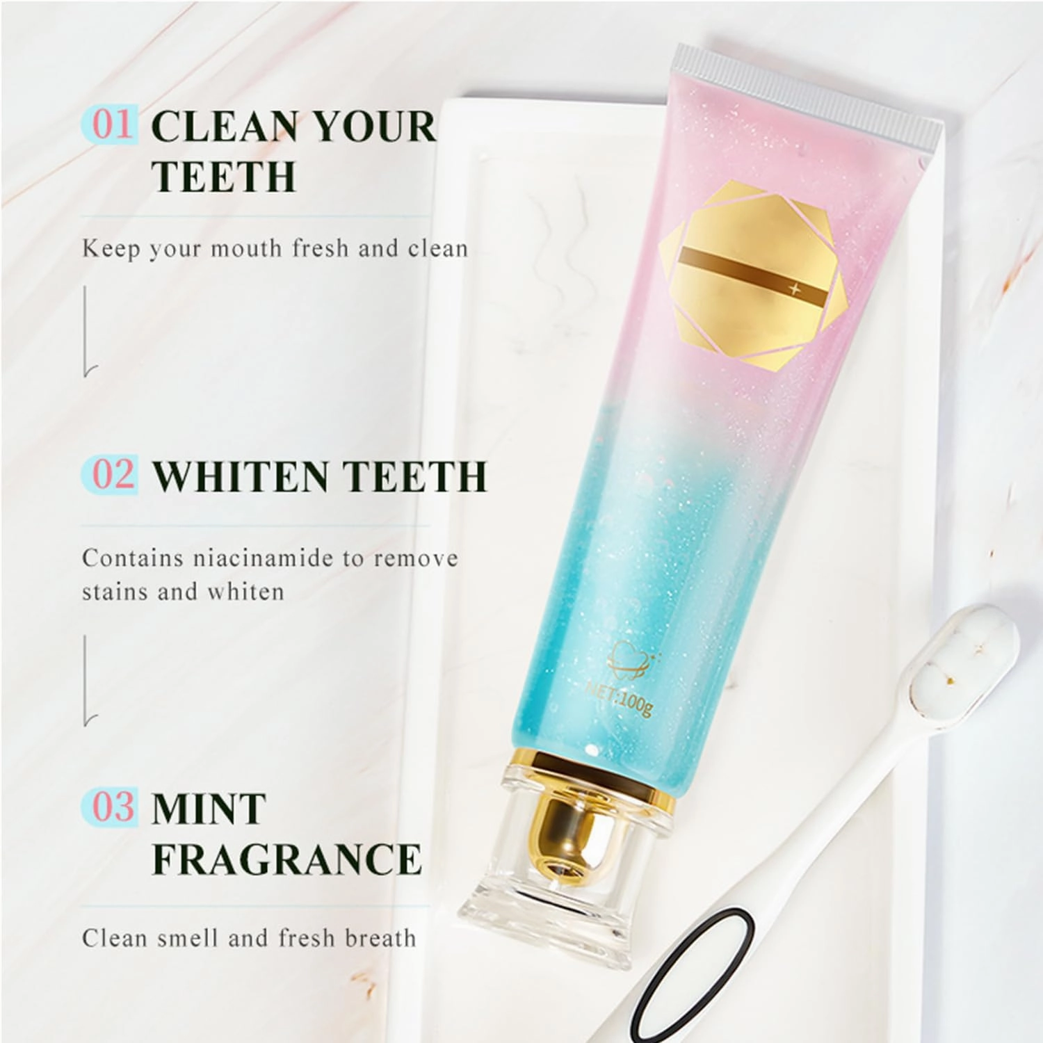 Busarus Toothpaste - Busarus Radiant Niacinamide Intensive Whitening Toothpaste, with 6 Probiotics Whitening Formulas, Gentle Mint, Fresh Breath, Tooth Paste for Men and Women (2)