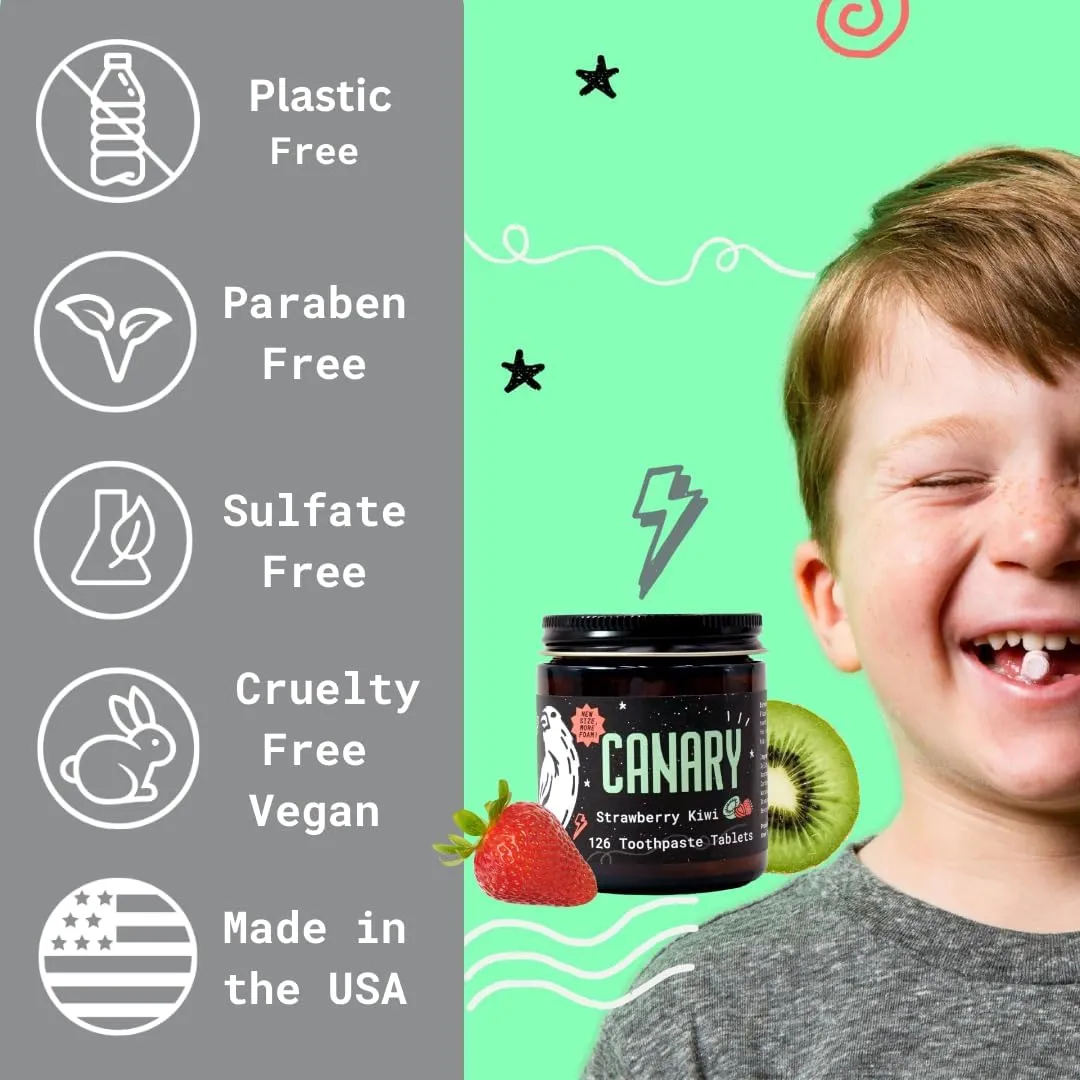 Canary Nano Hydroxyapatite Toothpaste Tablets Bubble Gum - Remineralizing, Fluoride Free, All Natural Tabs with Xylitol - Great for Kids, Plastic Free - 126 Count
