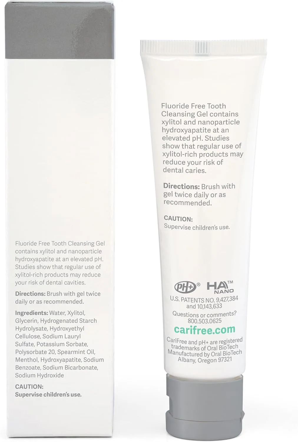 CariFree Fluoride Free Gel, Mint Flavored, Nano Hydroxyapatite Toothpaste, Neutralizes pH, Freshens Breath & Moistens Mouth, Dentist Recommended for Oral Care, 2.3 oz (Pack of 1)