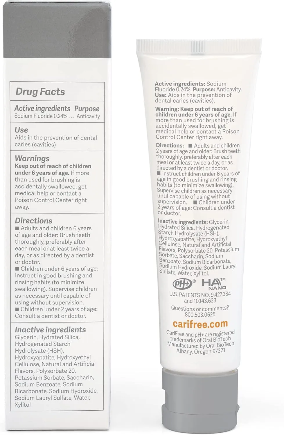 CariFree Gel 1100, Citrus Flavored, Anti-Cavity Fluoride Toothpaste with Nano Hydroxyapatite for pH Neutralization, Cavity Prevention & Enamel Protection, Dentist Recommended, Made in The U.S.A.