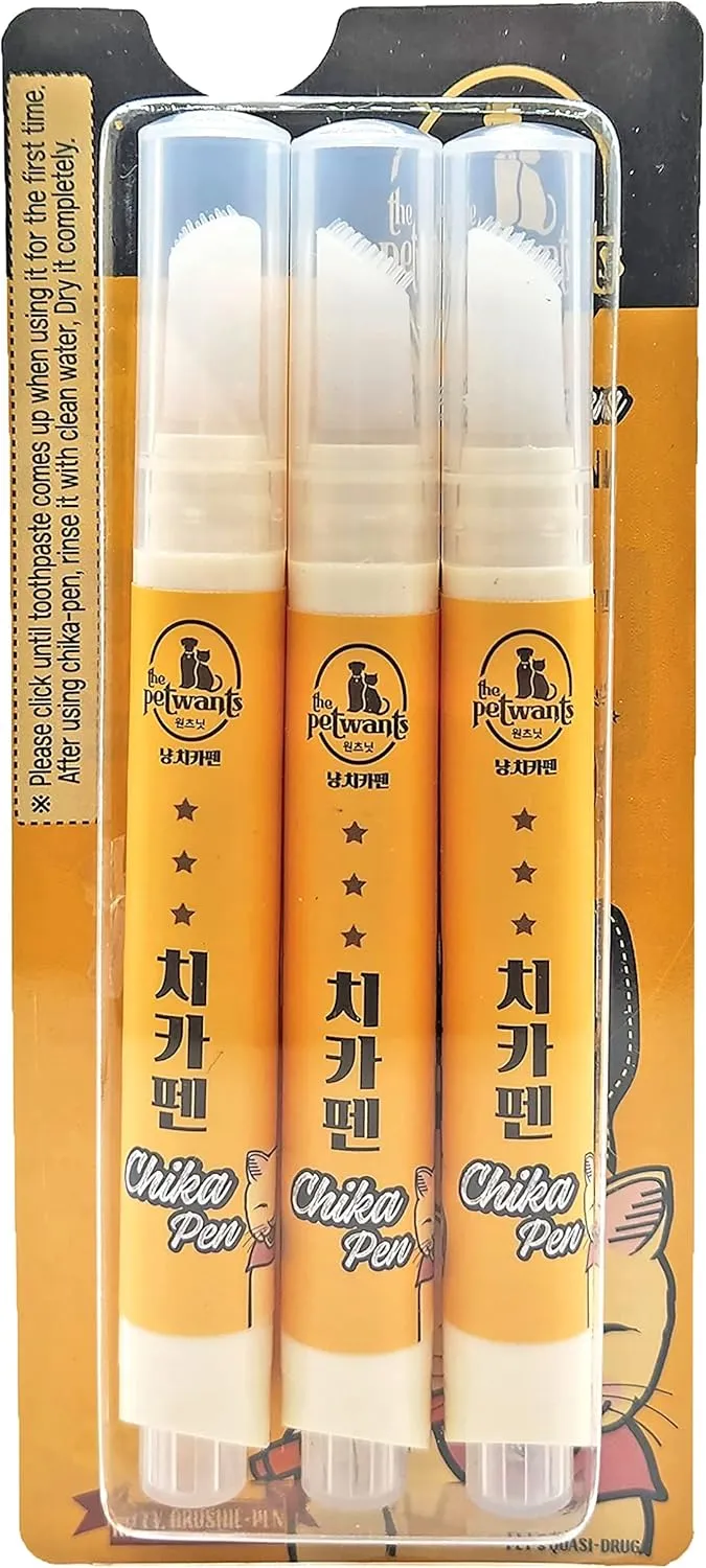 Cat Toothbrush Toothpaste Dental Care - All in One Kit, Cat Toothpaste in Toothbrush, Tooth Whitening & Cleaning, Oil for Healthy Gums (1 Pack, 3 Count)