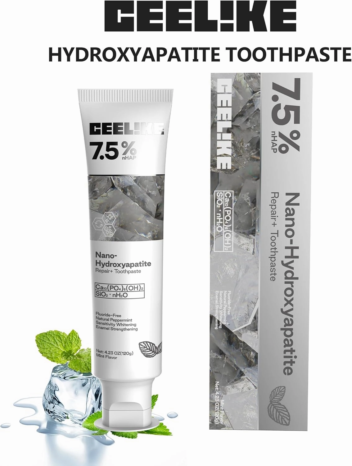 CEELIKE Hydroxyapatite Toothpaste for Advanced Enamel Protection, Gentle and Effective Formula, Fluoride-Free Toothpaste for Sensitive Teeth, 4.23oz (2)