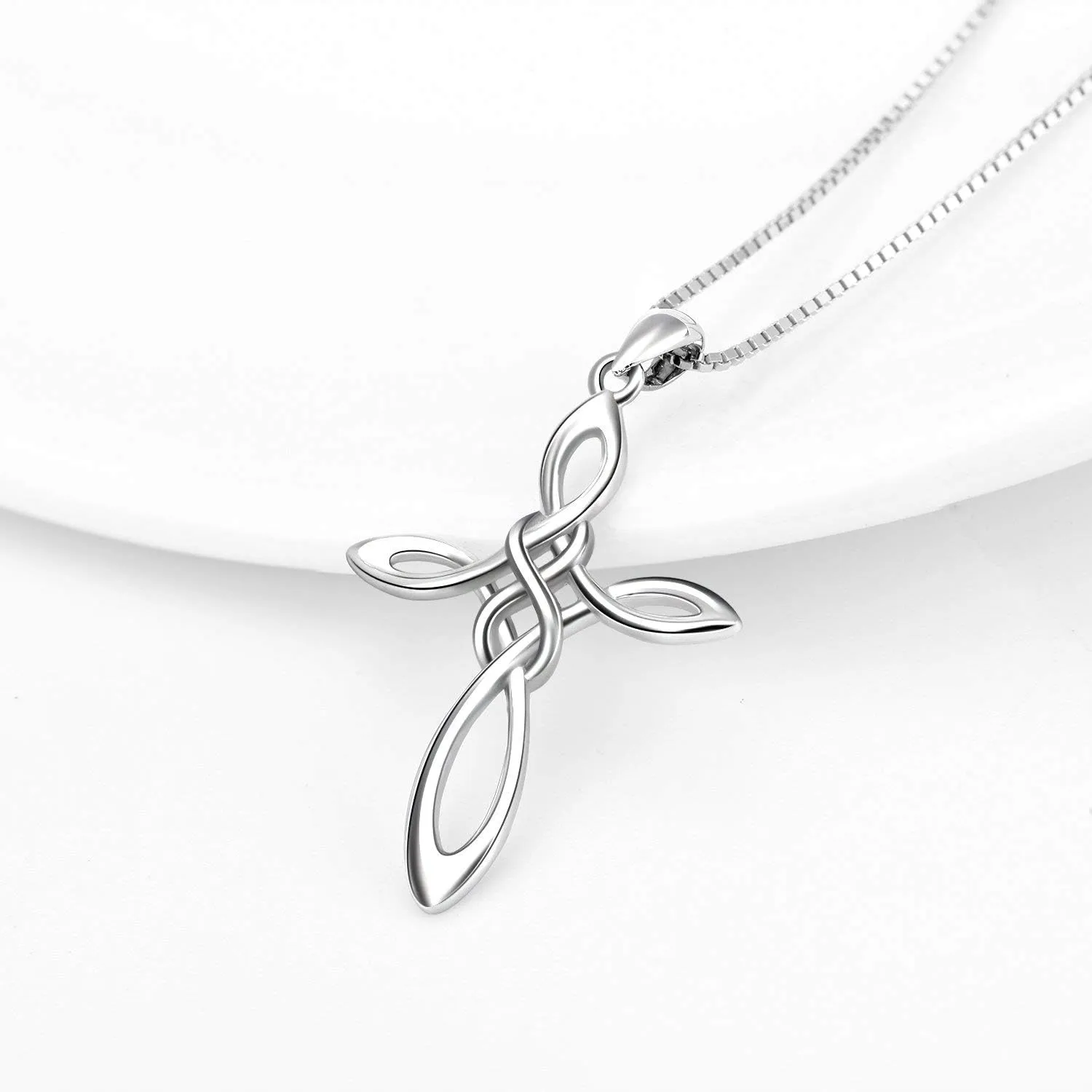 Celtic Knot Cross Necklace,Celtic Cross Dangle Earrings 925 Sterling Silver Polished Religious Infinity Love Irish Celtics jewelry for Women Girls